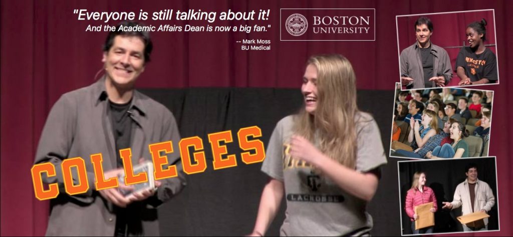 college comedy magician and mentalist performing with college student